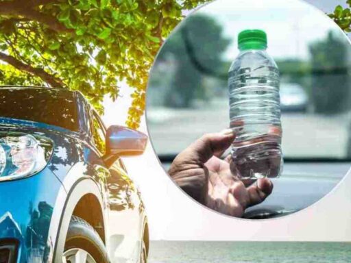 pericolo auto bottiglia plastica acqua